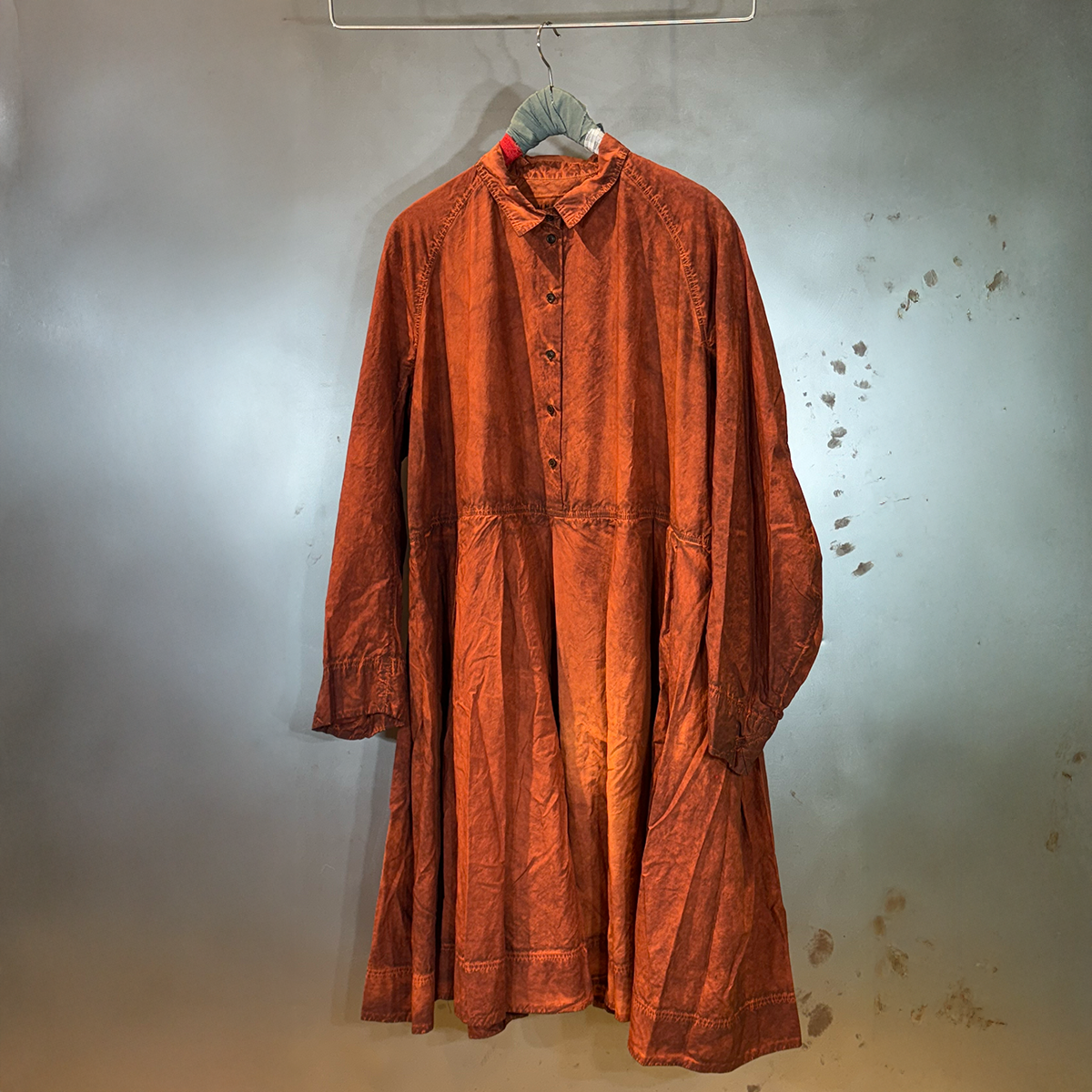 bluse kleid rundholz baumwolle rostorange